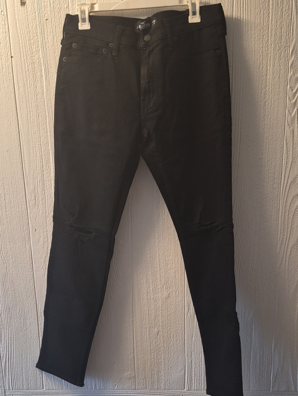 Hollister Men's Skinny Black Ripped Knee Jeans